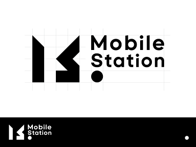 Mobile Station . black black and white concept creative design letters logo monochrome monogram monogram logo simple typeface