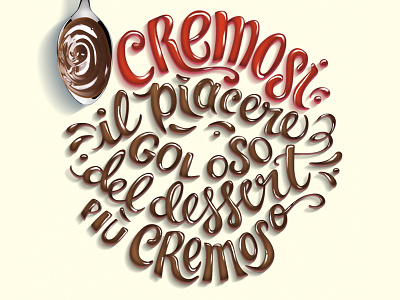 Dessert chocolate creamy dessert drops food lettering spoon type typography