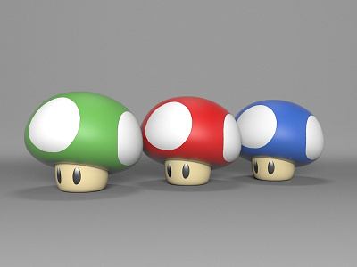 Mushrooms Render 3d item mario mushrooms render