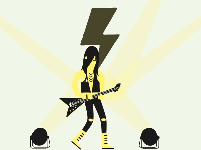 Metal guitarist 2d animation character concert flat gif guitar motion graphics music play rock solo