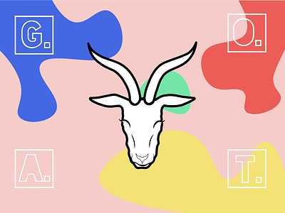 G.O.A.T colorful fun goat illustration retro