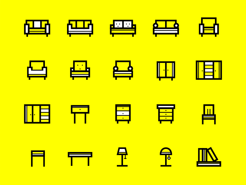 Icons set. Furniture by Alexandra on Dribbble