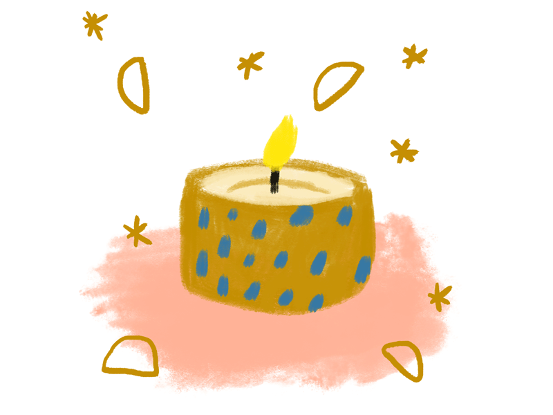 a candle for a snowy day bold color candles comforting flame gif illustration movement patterns pink