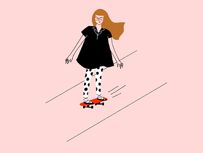 Ali On Skateboard | Vivian Girls Illustration digital illustration dress feminist fun illustration procreate punk skate skateboard women