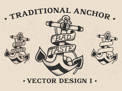 Traditional Anchor Vector Design amercian anchor ink inked nautical oldschool tattoo traditional