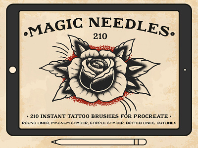 Magic Needles Procreate Brushes liner magnum needles procreate shader stipple tattoo traditional