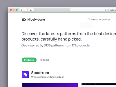 Nicelydone v3 design homepage inspiration patterns products ui website