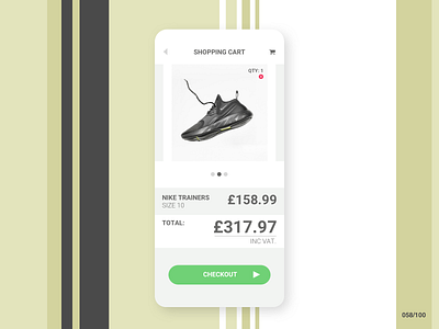 DailyUI #058 Shopping Cart 058 app cart dailyui dailyui 058 dailyui058 dailyuichallenge design e commerce icons jrdickie mobile nike shop shopping shopping cart trainer ui website