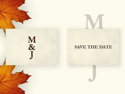 M&J Save The Date autumn autumnal branding business cards invites logo save the dates vintage wedding