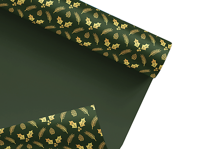 Green & Gold Christmas Wrapping Paper acorn christmas festive holly jrdickie nature pattern typehue wrap up xmas