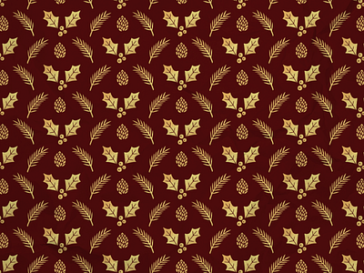Red & Gold Wrapping Paper Mock christmas festive gold holidays leaves nature pattern winter wrapping paper xmas