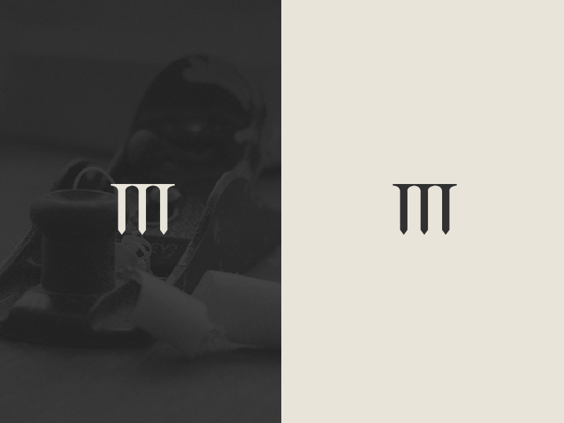 M Development branding woodwork carpentry logo tools nails typography symbol icon m