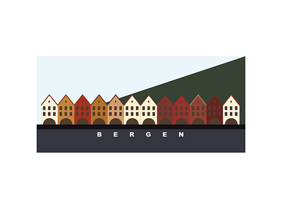 Bergen buildings city design fjord illustration jrdickie landscape mountain norway playoff rebound sea