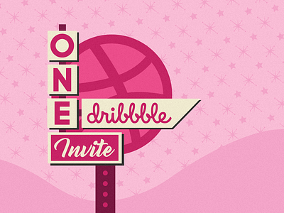 One Dribbble Invite branding debut design dribbble dribbble invite giveaway icon illustration invite invites jrdickie logo mid century modern pattern retro sign signage stars texture typography