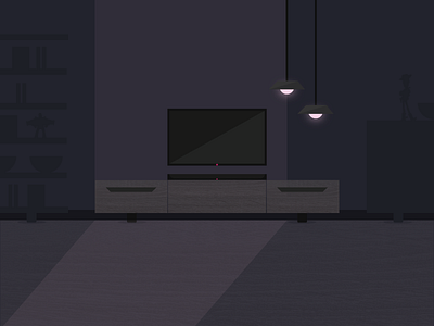 Living Room Lighting books character design enviroment furniture glow home illustration illustrator jrdickie lighting lights living room minimal nighttime practice texture toy story tv vector