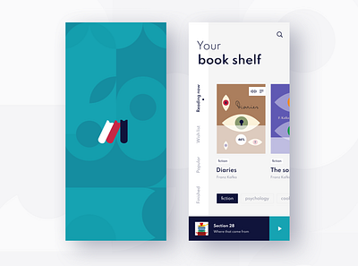 Book app concept app blue books flat design fresh design habits interface design library minimalistic mobile reading reading app typogaphy ui concept