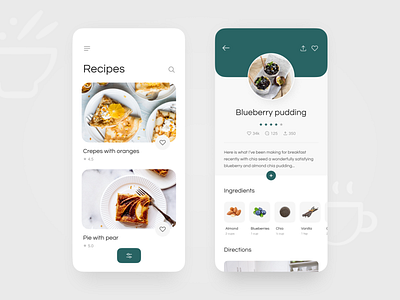 Recipes App UI concept