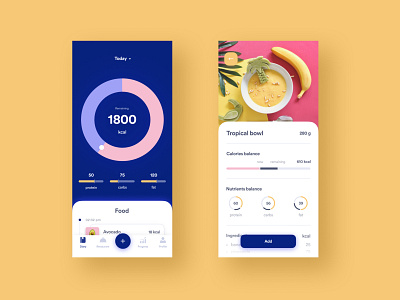 Calorie counter concept 🍇 app calorie counter calories design flat design fruits interface design ios mobile app summer tropics ui ui concept