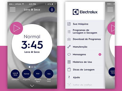 Electrolux app - home and menu