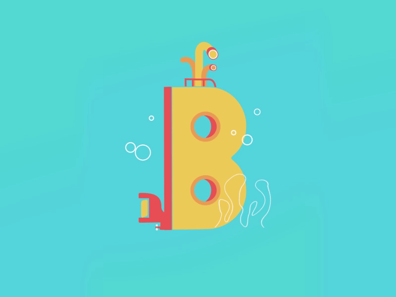 B 2d 36daysoftype aftereffects animation beatles illustration lettering motion design motiongraphics yellow submarine