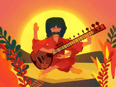 George Harrison 2d ae aftereffects animation beatles character animation design gif animation illustration loop loop animation motion design motiongraphics music