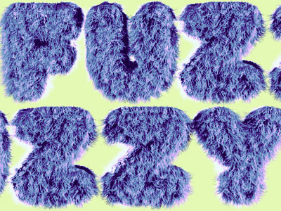 Fuzzy 3d fuzzy hair threadless typography