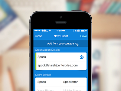 FreshBooks New Client Screen design form ios ios7 mobile navigation spock ui