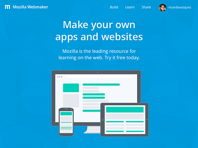 Mozilla Webmaker Landing Page design desktop devices mobile mozilla tablet texture ui