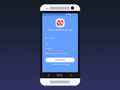 Create Account - Webmaker android design htc login mobile mozilla one sketch textfield ui vector