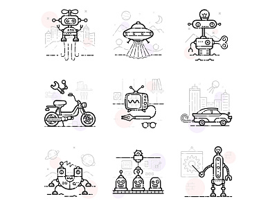 Retro Futuristic Icon Set