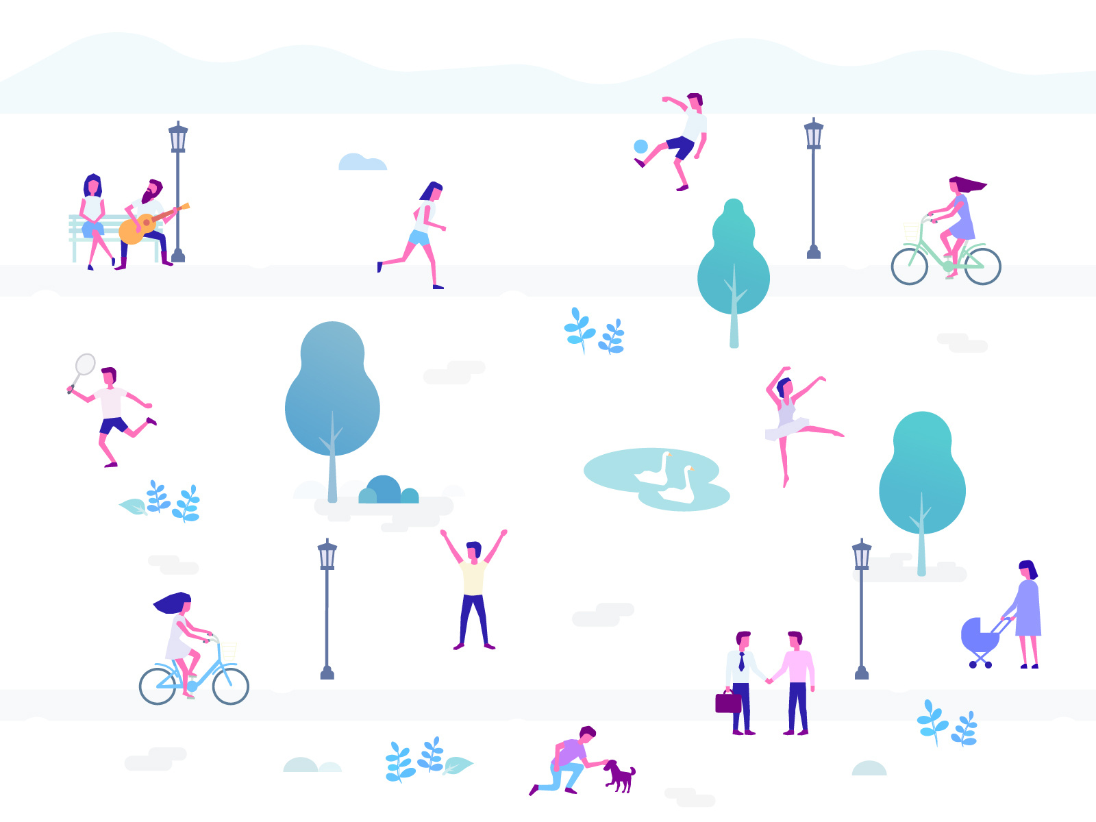 People In Park by Maxim Kulikov on Dribbble