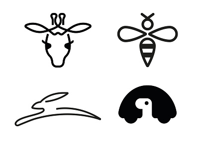 Minimal Animal Logos bee giraffe hare logo minimal rabbit tortoise turtle