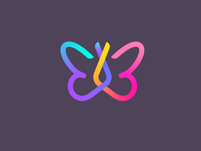 Butterfly logo butterfly color gradient line logo