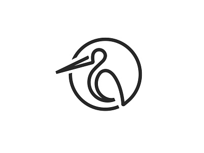 Stork logo bird circle logo stork