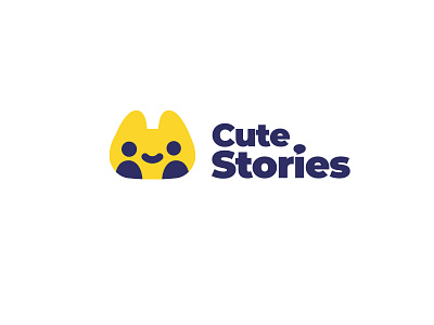 Cute Stories book bookstore branding cat chat conversation cute happy head human kids logo smile story talk