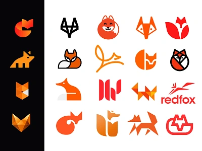 Fox Logos Huge Collection branding fox foxy illustration logo minimal