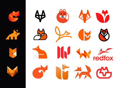 Fox Logos Huge Collection branding fox foxy illustration logo minimal