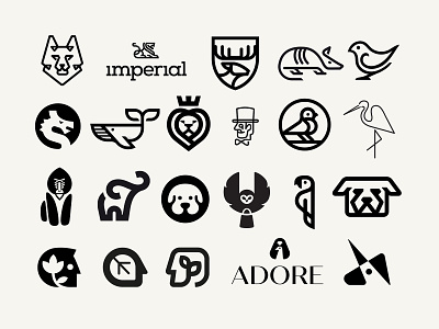 Huge Logo Collection! animal bird brand dog dragon elephant head human king lion logo minimal monkey nature parrot unicorn