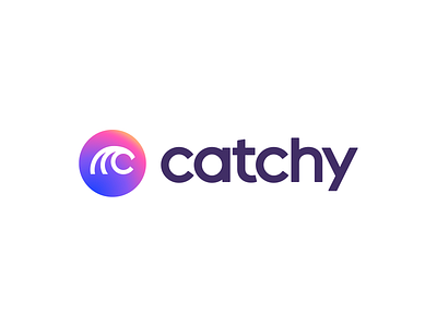 Catchy Music app branding c gradient letter logo minimal music sound wave