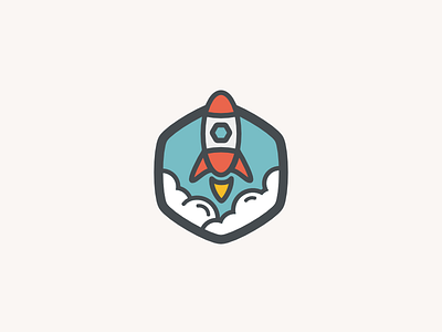 Rocket Badge badge branding flat icon illustration launch logo rocket space vector