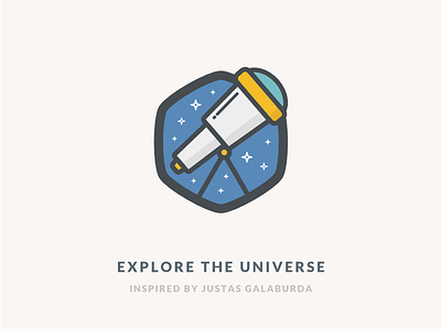 Explore The Universe Icon flat galaxy icon illustration logo space stars telescope universe