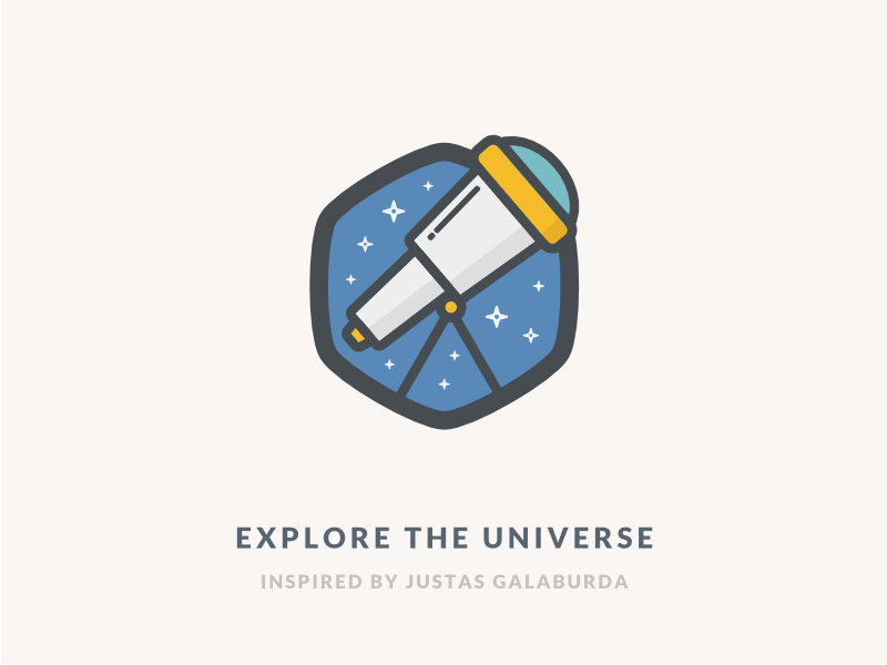 Explore The Universe Icon illustration universe galaxy stars space telescope flat logo icon