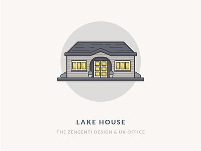 The Lake House building cabin hut icon illustration lodge nature night office outdoors vector window