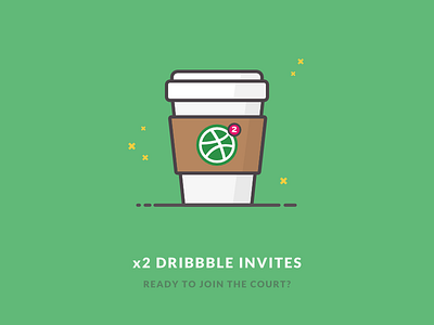 x2 Dribbble invites coffee cup dribbble giveaway icon illustration invitation invite join player prospect starbucks