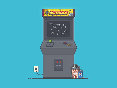 Asteroids Retro Arcade Machine arcade arcade machine asteroids flat game illustration popcorn retro soda space video video game