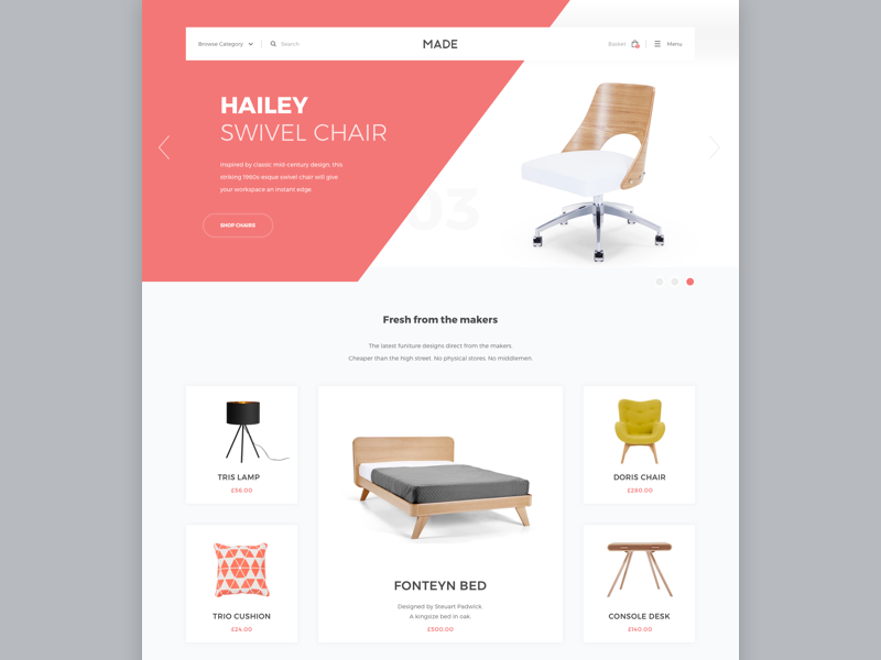 Furniture website by Alex Dixon on Dribbble