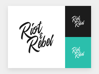 Riot & Rebel Logo (Second Iteration) agency badge black brand calligraphy clean freelance identity illustration lettering logo logotype mark minimal mono personal personal branding script type typography