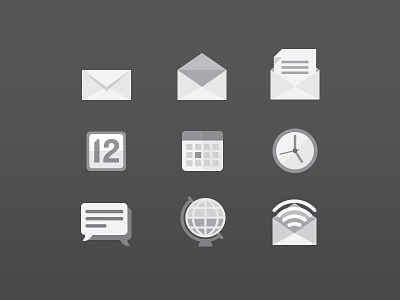 Some Icons In Progress calendar chat clock envelope globe icon mail time voicemail