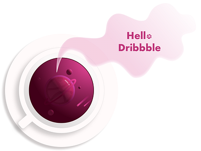 Hello Dribbble coffee debut firstshot illustration welcome shot