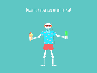 Death and Ice Cream death delicious ice cream cone illustration skeleton summer sunglasses walkman